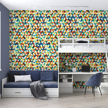 Cargar imagen en el visor de la galería, Papel tapiz liso con figuras geométricas de colores