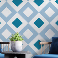 Cargar imagen en el visor de la galería, Papel tapiz rombos azules