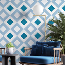 Cargar imagen en el visor de la galería, Papel tapiz rombos azules