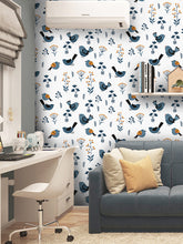 Cargar imagen en el visor de la galería, Papel tapiz aves y hojas