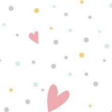 Cargar imagen en el visor de la galería, Papel tapiz con lunares de colores y corazones
