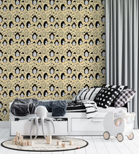 Cargar imagen en el visor de la galería, Papel tapiz beige con pinguinos