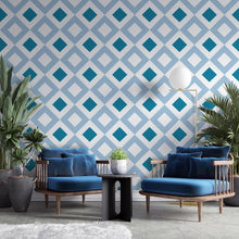 Cargar imagen en el visor de la galería, Papel tapiz rombos azules