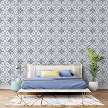 Cargar imagen en el visor de la galería, Papel tapiz mosaico en azul y gris