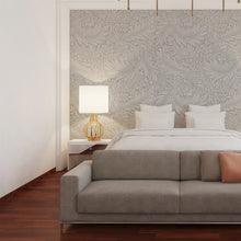 Cargar imagen en el visor de la galería, Papel tapiz fondo gris hojas blancas

