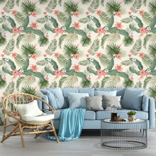 Cargar imagen en el visor de la galería, Papel tapiz hojas y flores
