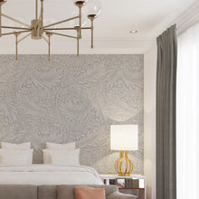 Cargar imagen en el visor de la galería, Papel tapiz fondo gris hojas blancas
