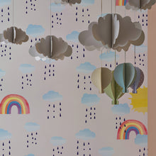 Cargar imagen en el visor de la galería, Papel tapiz de nubes con gotitas y arcoiris

