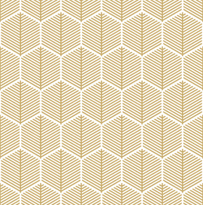 Papel tapiz liso mate con patrón de hexágono amarillo con lineas