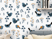 Cargar imagen en el visor de la galería, Papel tapiz aves y hojas
