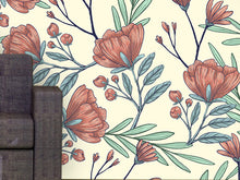 Cargar imagen en el visor de la galería, Papel tapiz flores dibujadas
