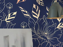 Cargar imagen en el visor de la galería, Papel tapiz flores con fondo oscuro
