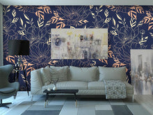 Cargar imagen en el visor de la galería, Papel tapiz flores con fondo oscuro
