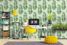Cargar imagen en el visor de la galería, Papel tapiz hojas con fondo verde
