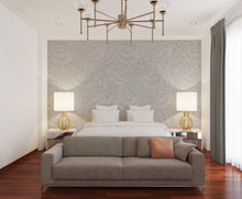 Cargar imagen en el visor de la galería, Papel tapiz fondo gris hojas blancas
