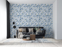 Cargar imagen en el visor de la galería, Papel tapiz flores blancas con azul
